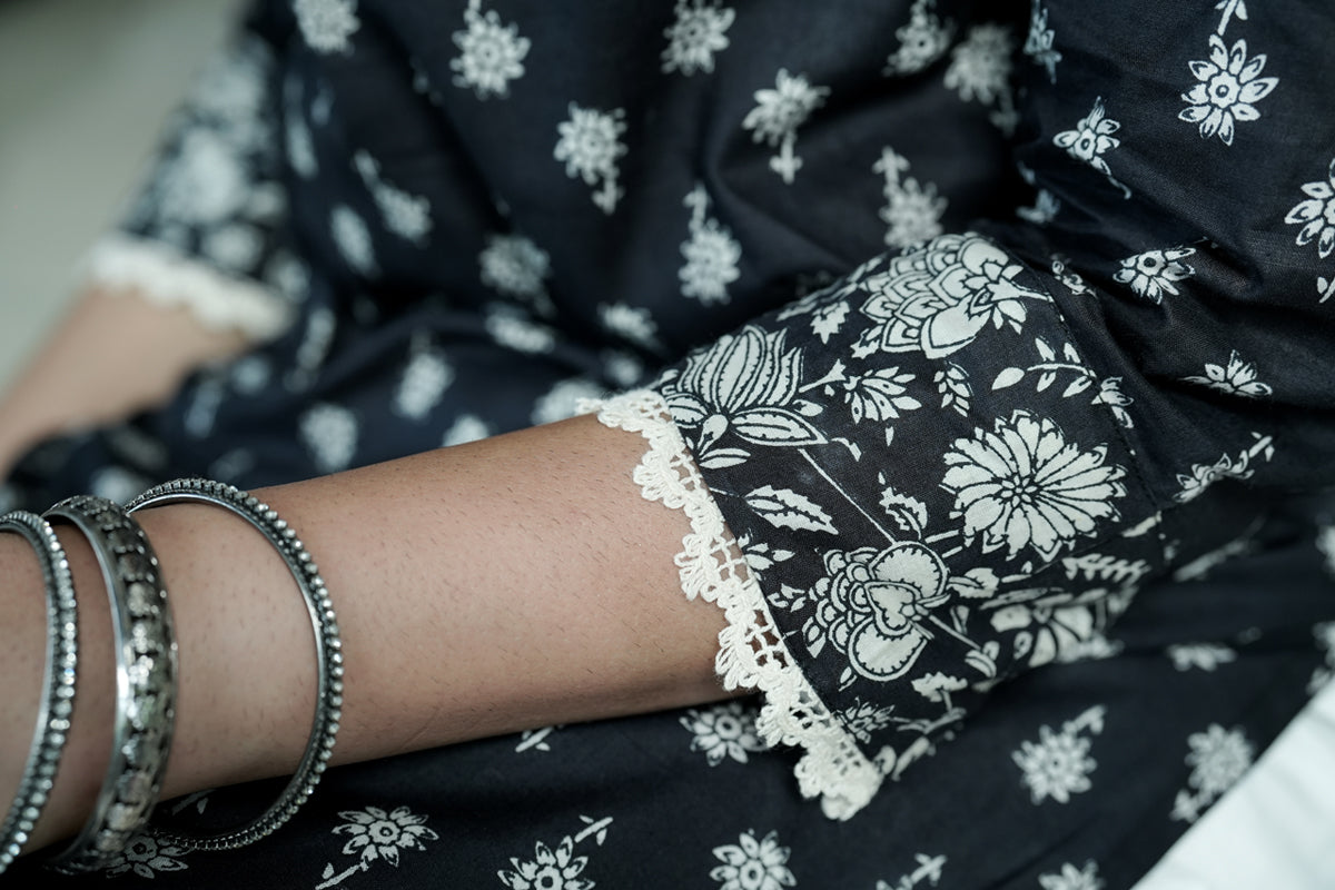 Suryakanthi Black Printed  Kurta.