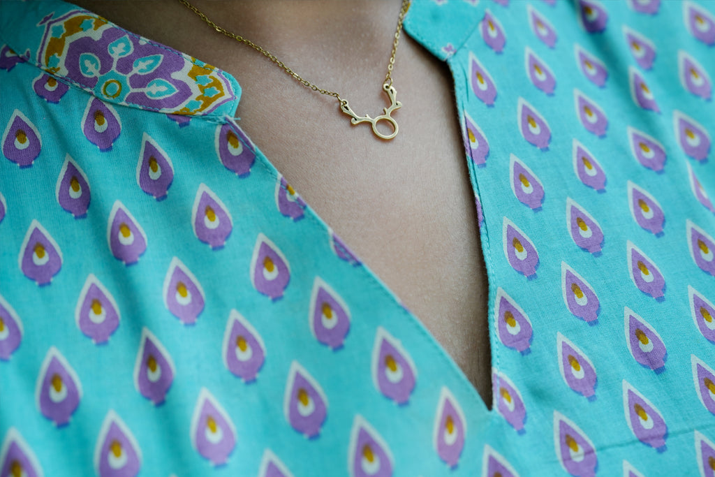 Gulshan Printed Cyan Kurta