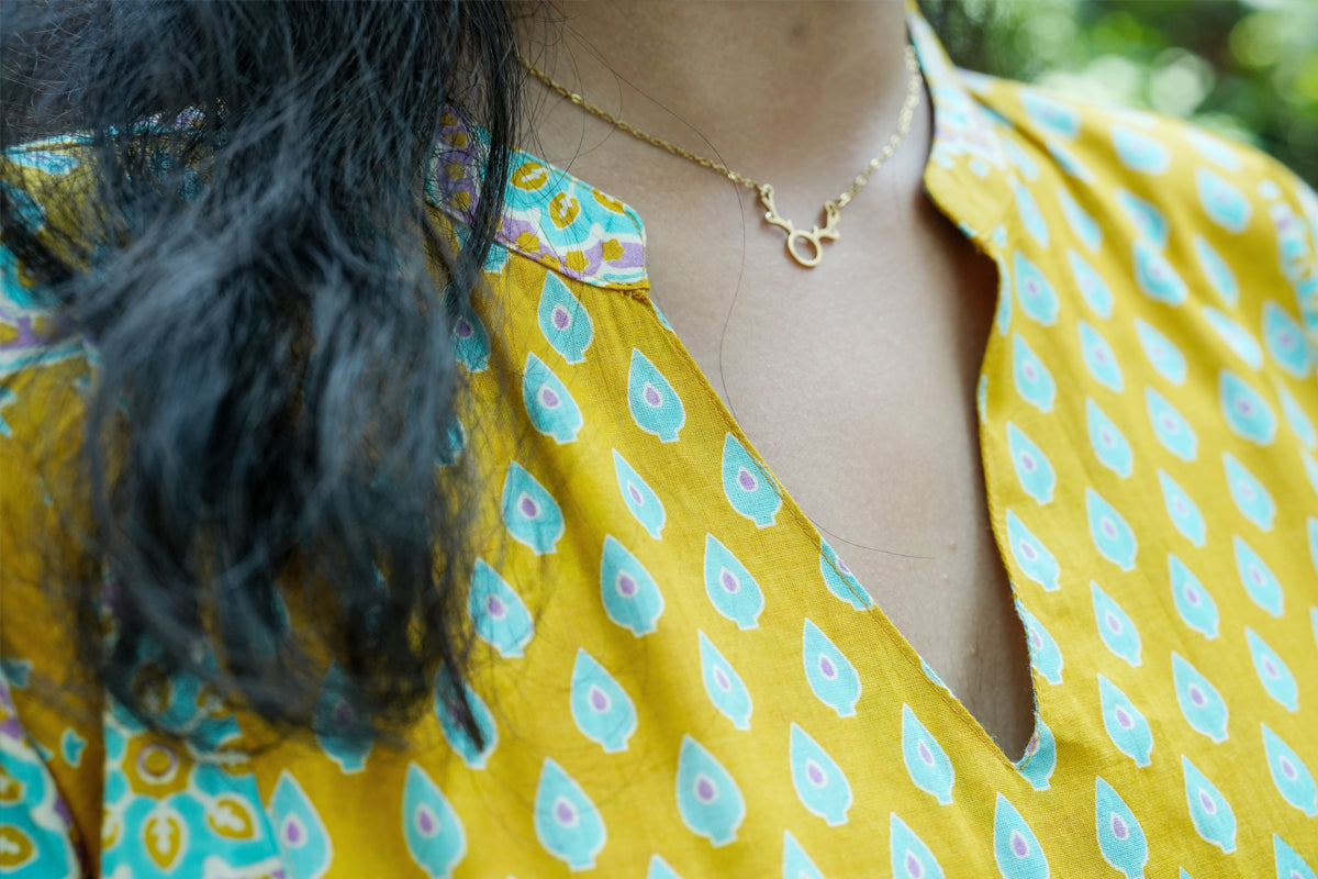 Gulshan Printed  Straight   Yellow Kurta