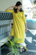 Droplet Printed  Yellow kurta