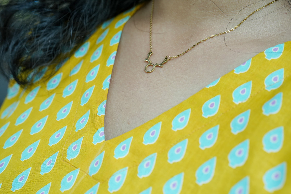 Droplet Printed  Yellow kurta