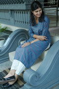 Droplet Printed Blue Kurta