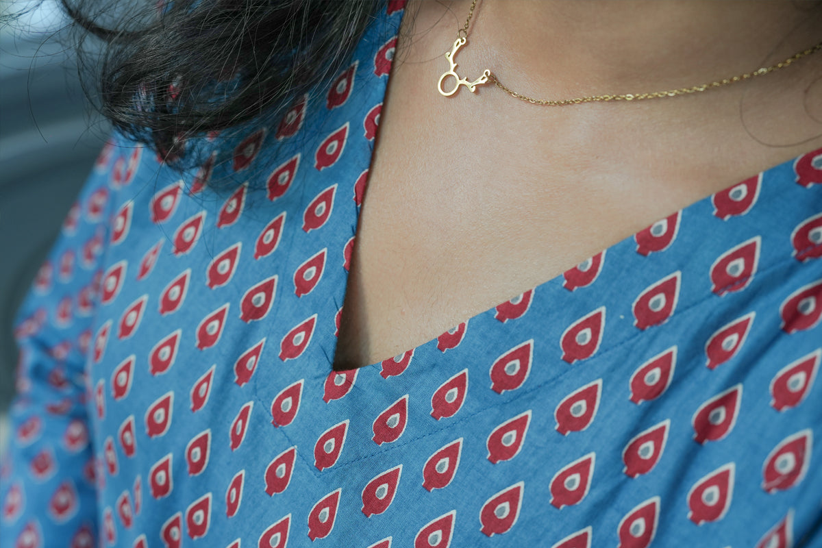 Droplet Printed Blue Kurta