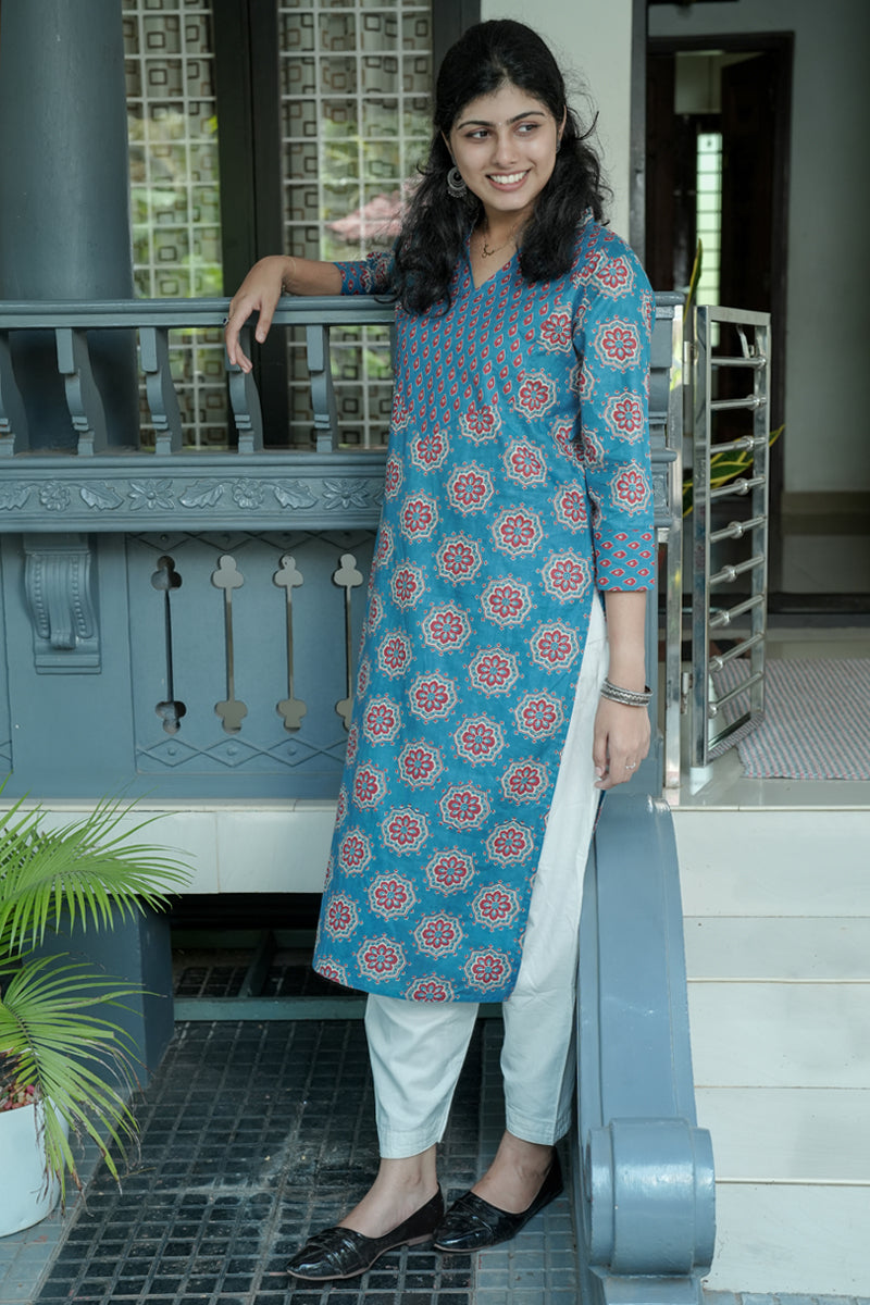 Gulshan Printed Blue Kurta