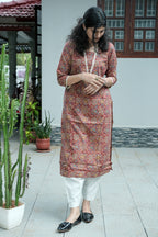Marigold Printed Maroon Kurta