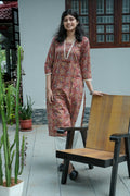 Marigold Printed Maroon Kurta