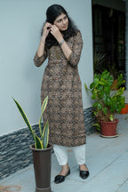 Marigold Printed Coffee Brown Kurta