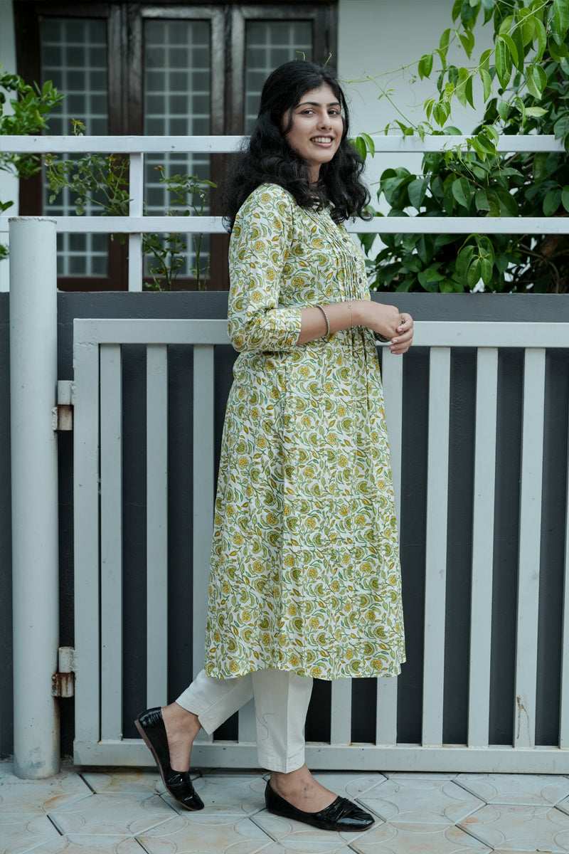Flora  A LINE Green Kurta