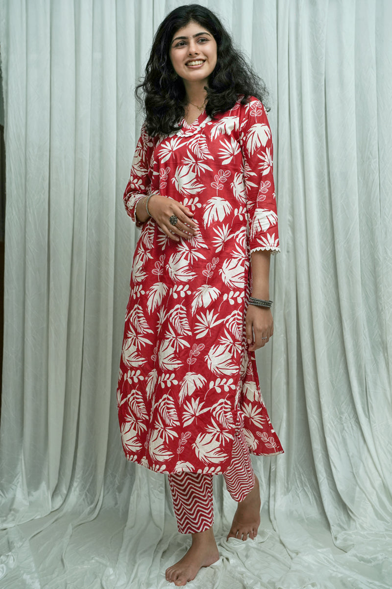 Aloha Printed Floral Straight Kurta with Bottom