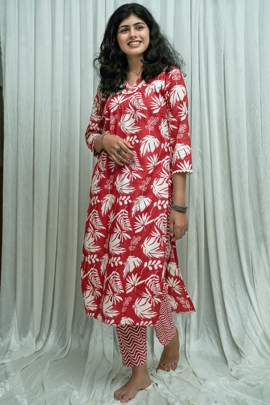 Aloha Printed Floral Straight Kurta with Bottom