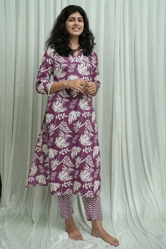 Aloha Printed Floral  Straight Kurta with Bottom