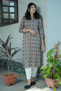 Kantha Printed Straight Kurta