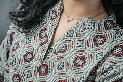 Kantha Printed Straight Kurta