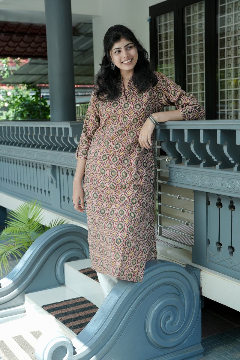 Kantha printed  Straight Kurta