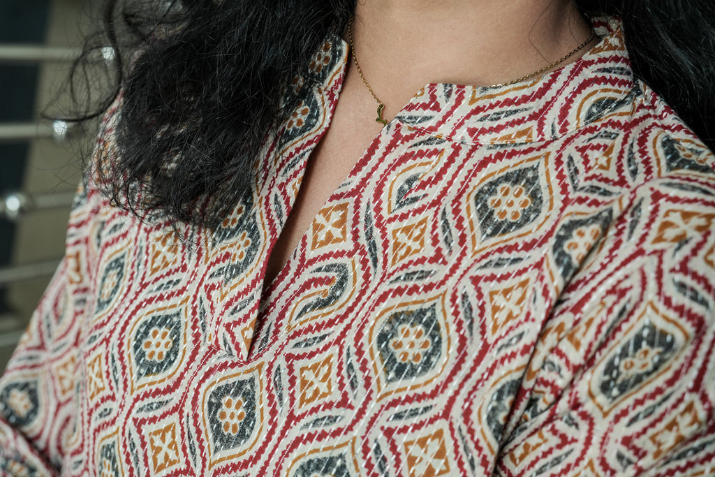 Kantha printed  Straight Kurta