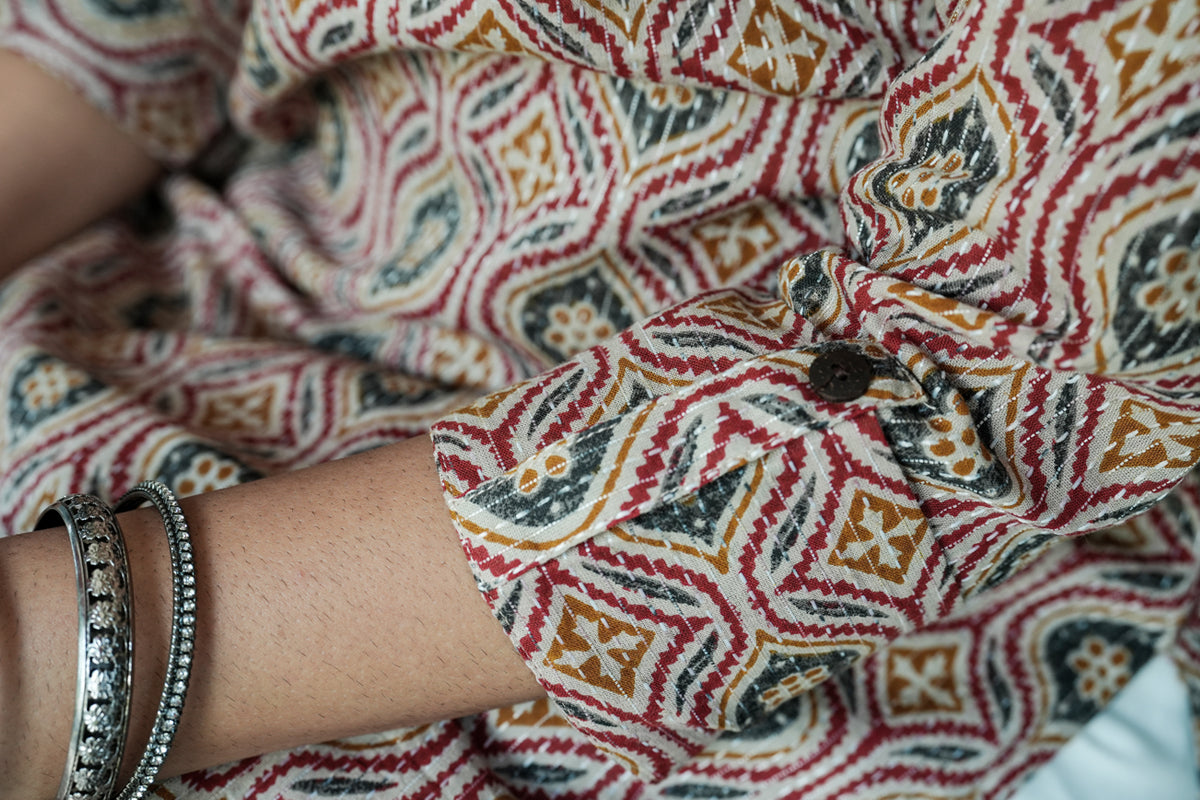 Kantha printed  Straight Kurta