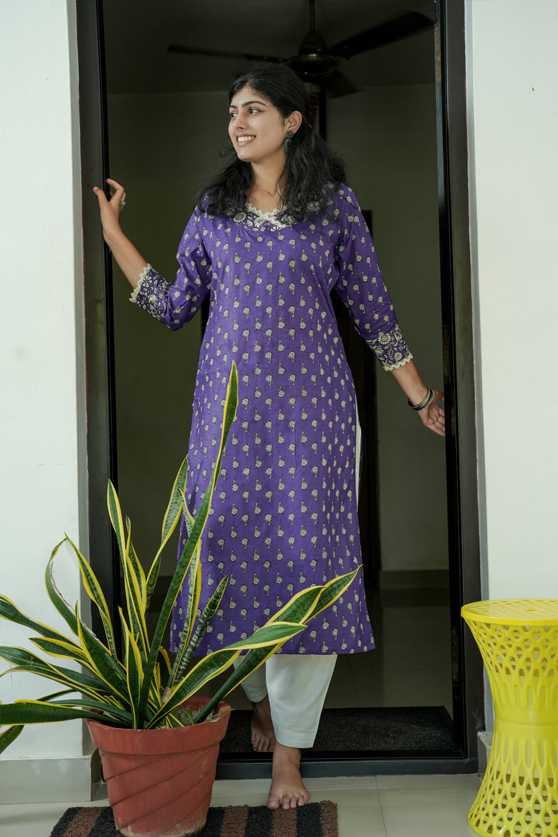 Suryakanthi Violet  Printed Kurta