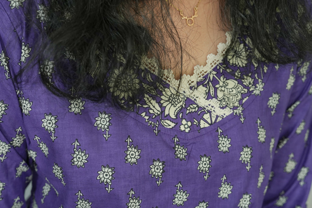 Suryakanthi Violet  Printed Kurta