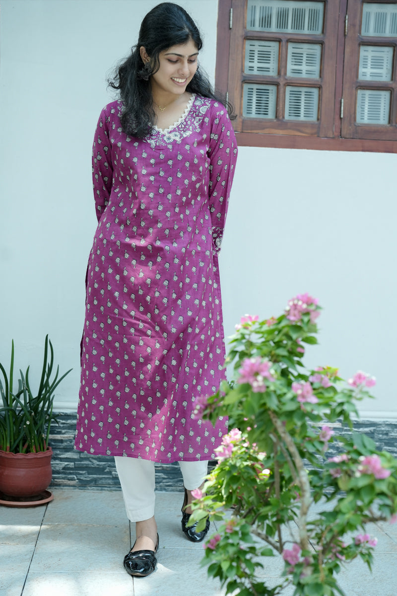 Suryakanthi Fuschia  Printed Kurta