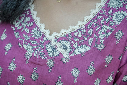 Suryakanthi Fuschia  Printed Kurta