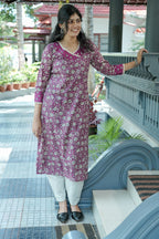 Suryakanthi Hot Pink Printed Kurta