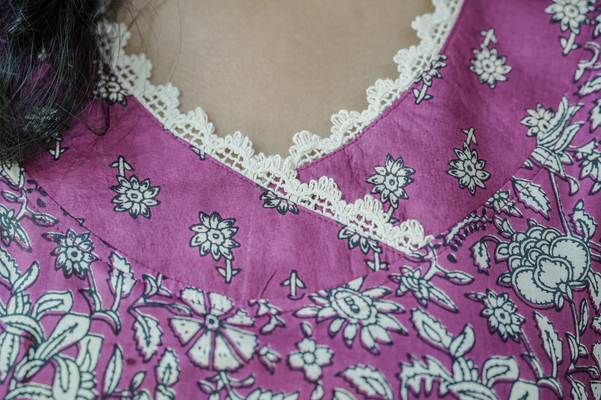 Suryakanthi Hot Pink Printed Kurta