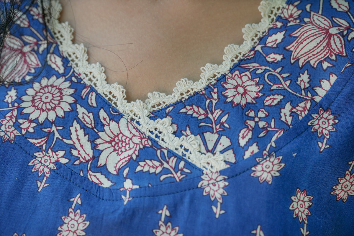 Suryakanthi D Blue&White Printed Kurta