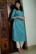 Suryakanthi Light Blue Printed Kurta