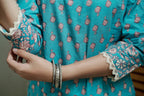 Suryakanthi Light Blue Printed Kurta