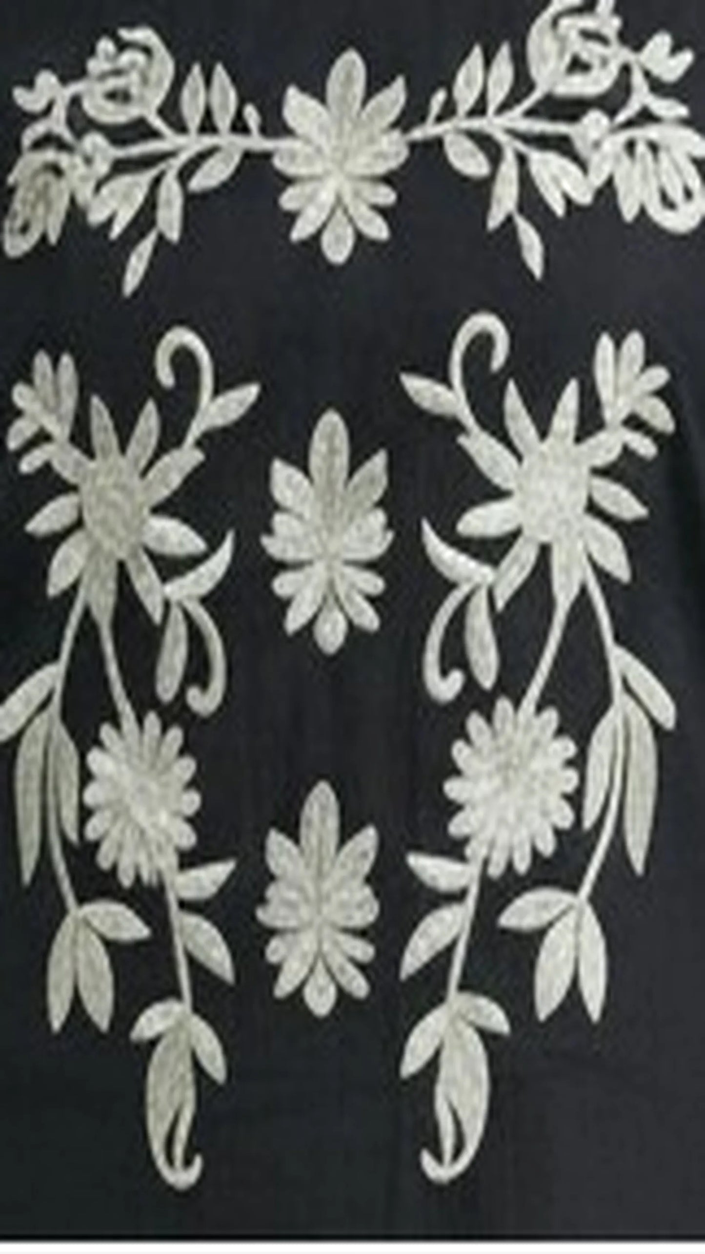 Canoline Black Rose - Pure Black Slub Cotton Embroidered Kurta