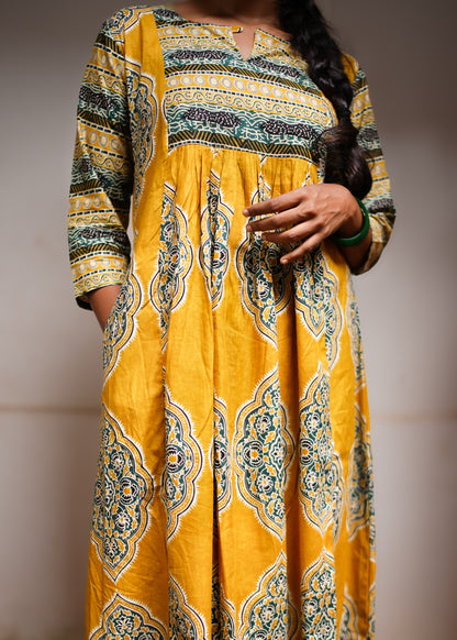 ANVIKA PRINTED A -LINE KURTA WITH BOTTOM