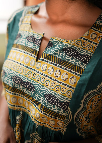 ANVIKA PRINTED A -LINE KURTA WITH BOTTOM