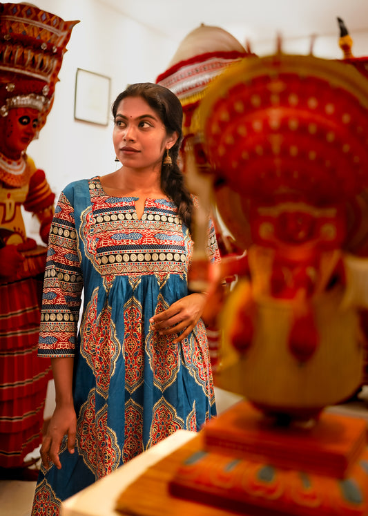 ANVIKA PRINTED A -LINE KURTA WITH BOTTOM