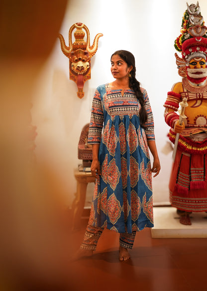 ANVIKA PRINTED A -LINE KURTA WITH BOTTOM