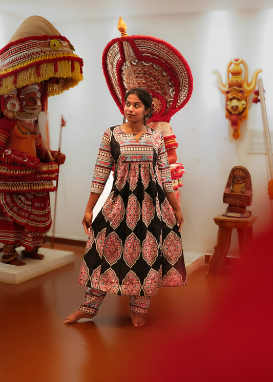 ANVIKA PRINTED A -LINE KURTA WITH BOTTOM