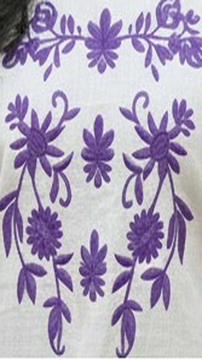 Canoline Daisy - Pure White Slub Cotton Embroidered Kurta